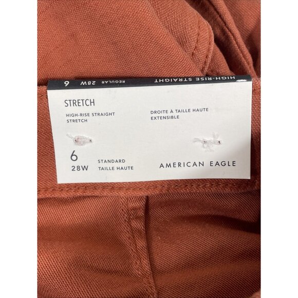 New American Eagle High Rise Straight Jeans Cargo Womens Size 6 Orange Y2K Hippi - Picture 11 of 16